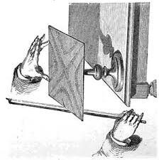 The Chladni experiment: a plate held at its center, bowed at the edge, sand on the surface settling into a pattern as the plate vibrates.